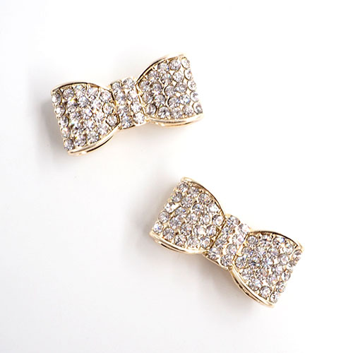 ゴールドキュービックリボン<br><値下げ♥><br>27㎜x13㎜・gold<br>1/5EA
