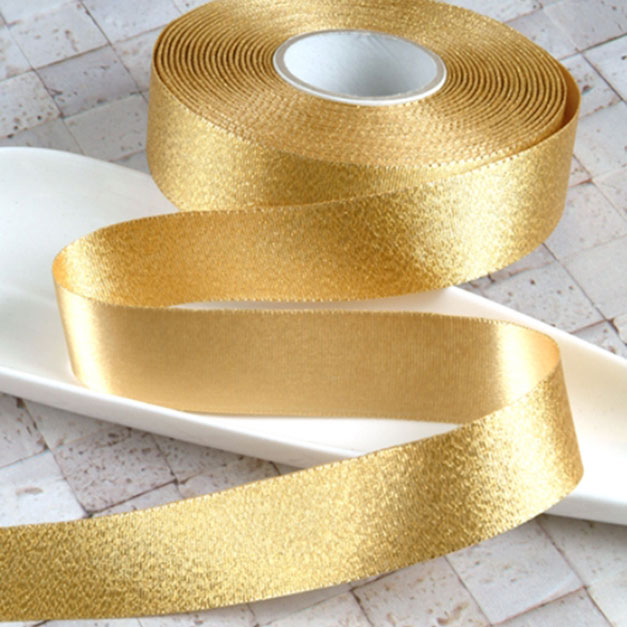 01 藤黄(とうおう) ゴールドパールサテン 幅25/37㎜ 長さ36M