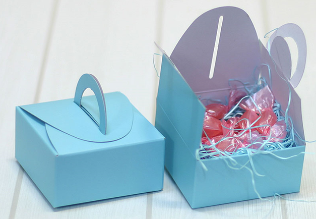 取っ手付きギフトボックス 3色 82x82x40㎜ 100個