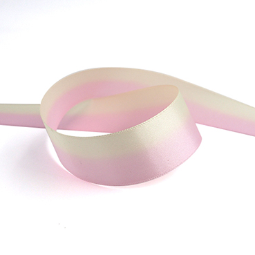 02 cream&L.pink 2色グラデーション 片面有光サテン 幅15/25