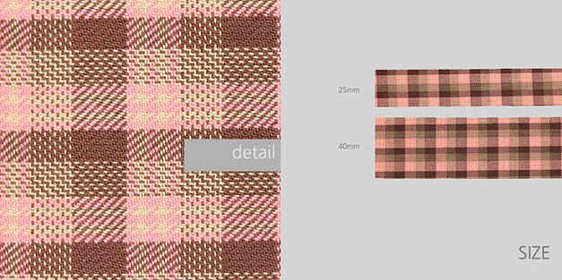 ソフトチェックリボン6色 幅25/40㎜ 長さ9M