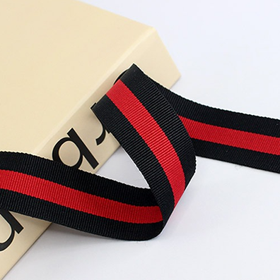 3lineストライプグログラン 黒/赤/黒 幅10/15/25㎜ 長さ18/90M