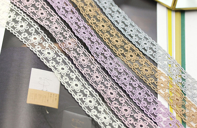 花柄刺繍レース 5色 幅25㎜ 長さ9M