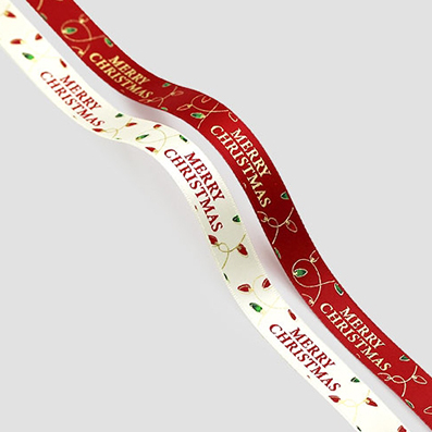 2025年新商品】クリスマステキストリボン ivory/red 幅16㎜ 長さ22/90M